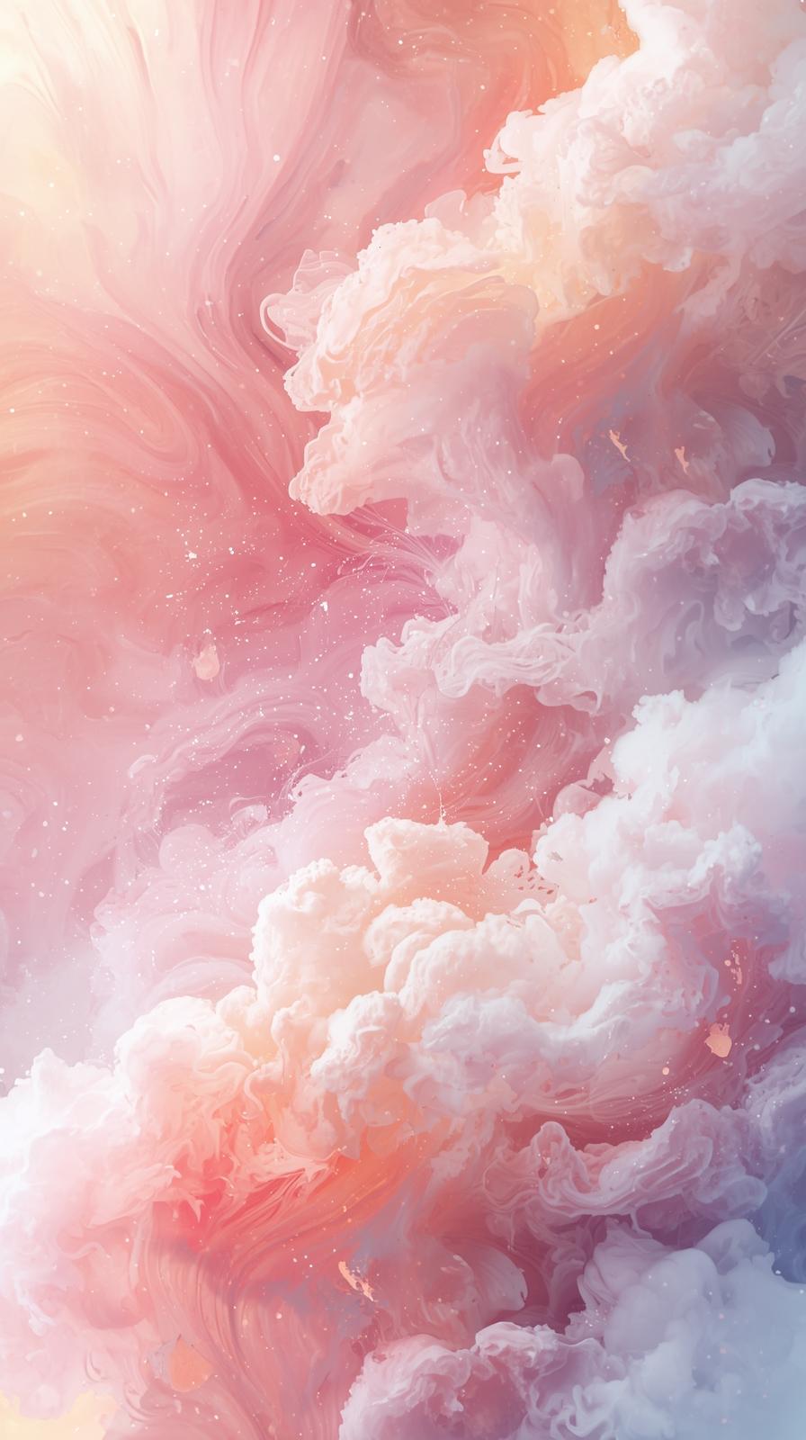 Abstract Swirl Clouds In Dreamy Cotton Candy Color