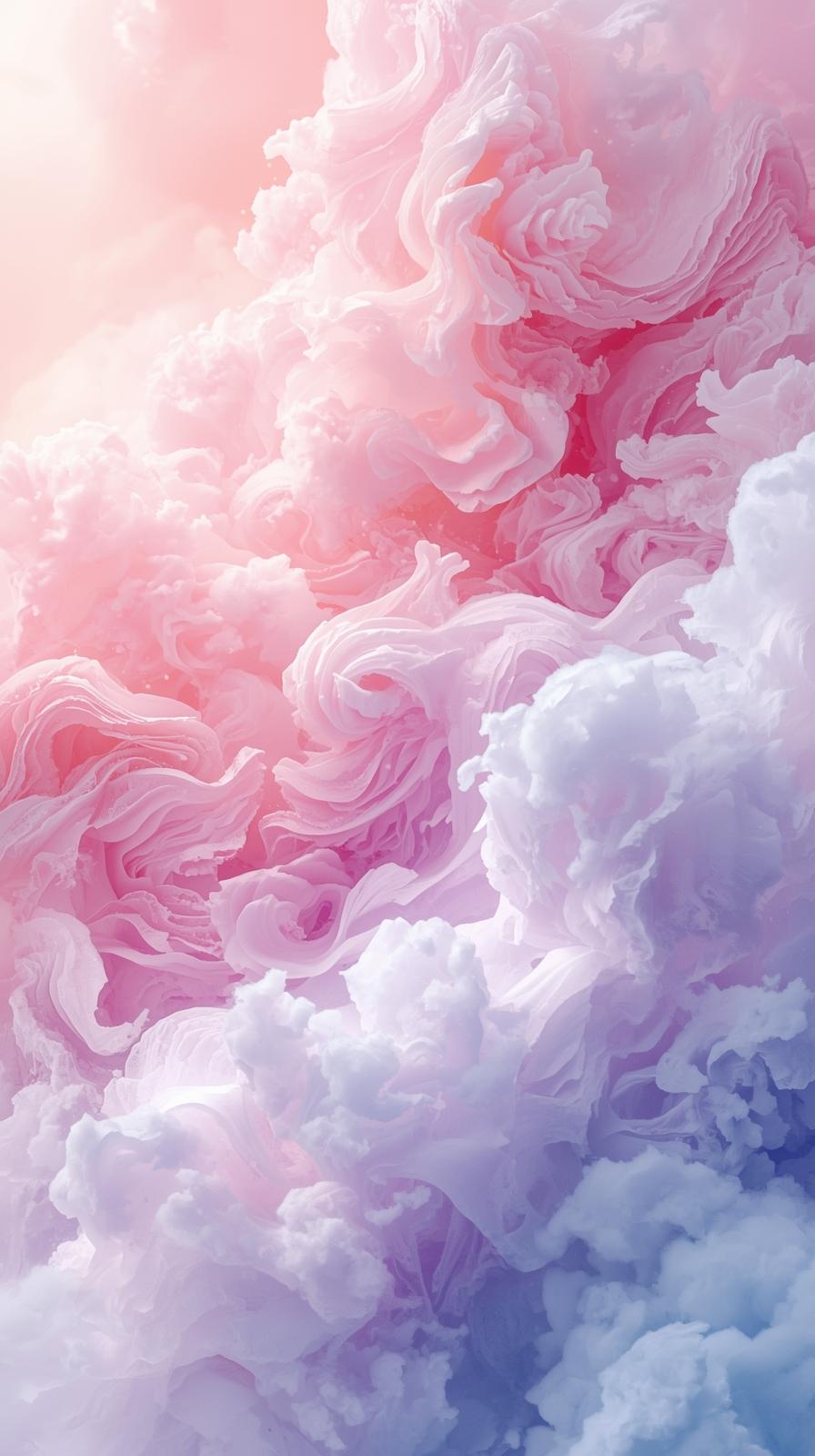 Abstract Swirl Clouds In Dreamy Cotton Candy Color