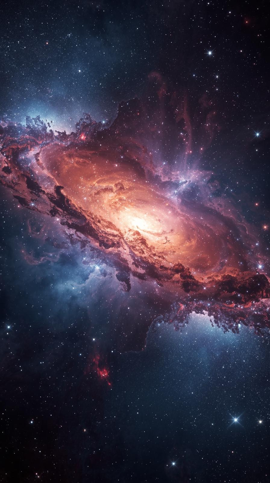 Cosmic Galaxy Burst With Bright Stars And Nebula C