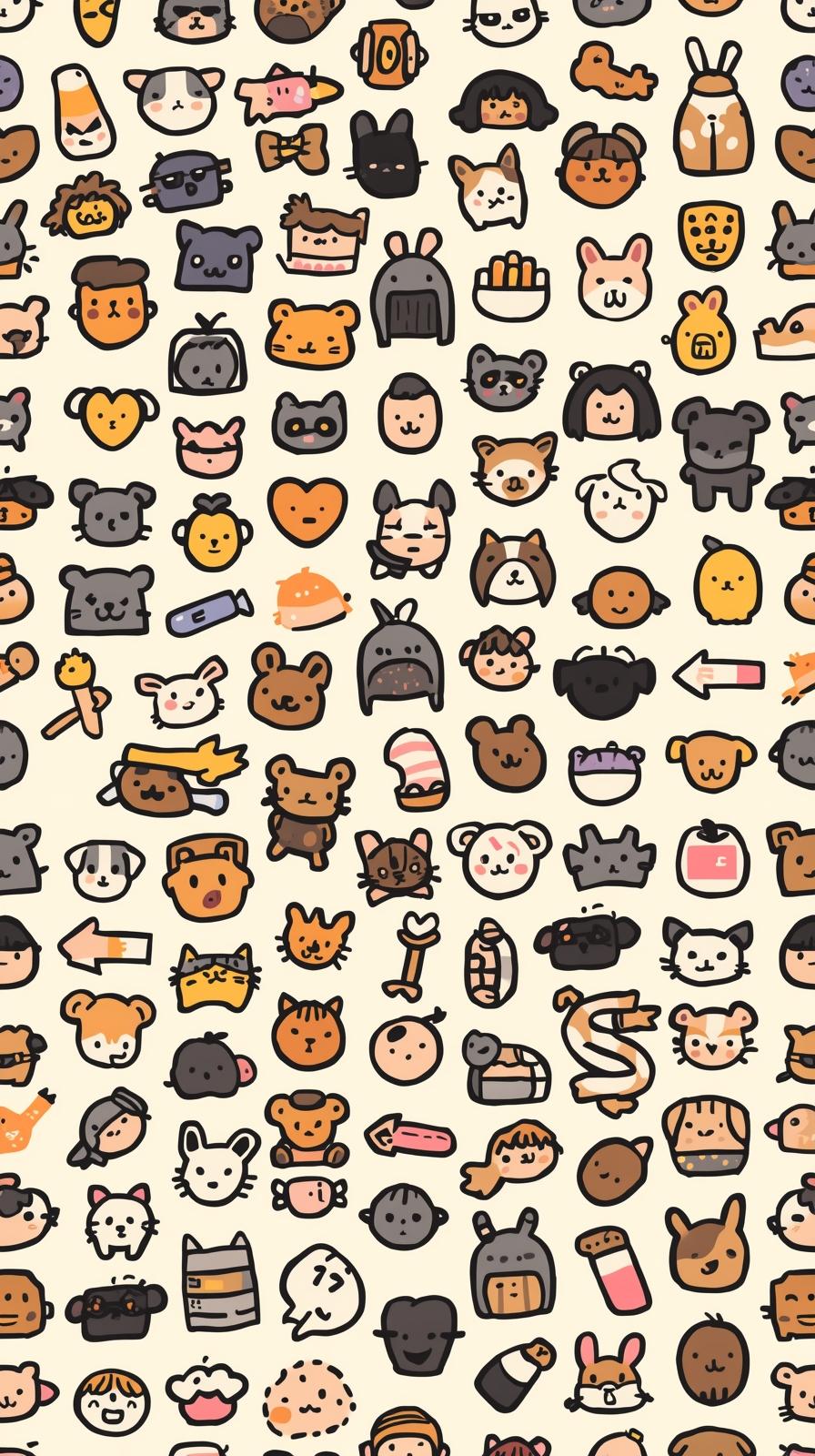Cute Doodle Icons Repeating Pattern