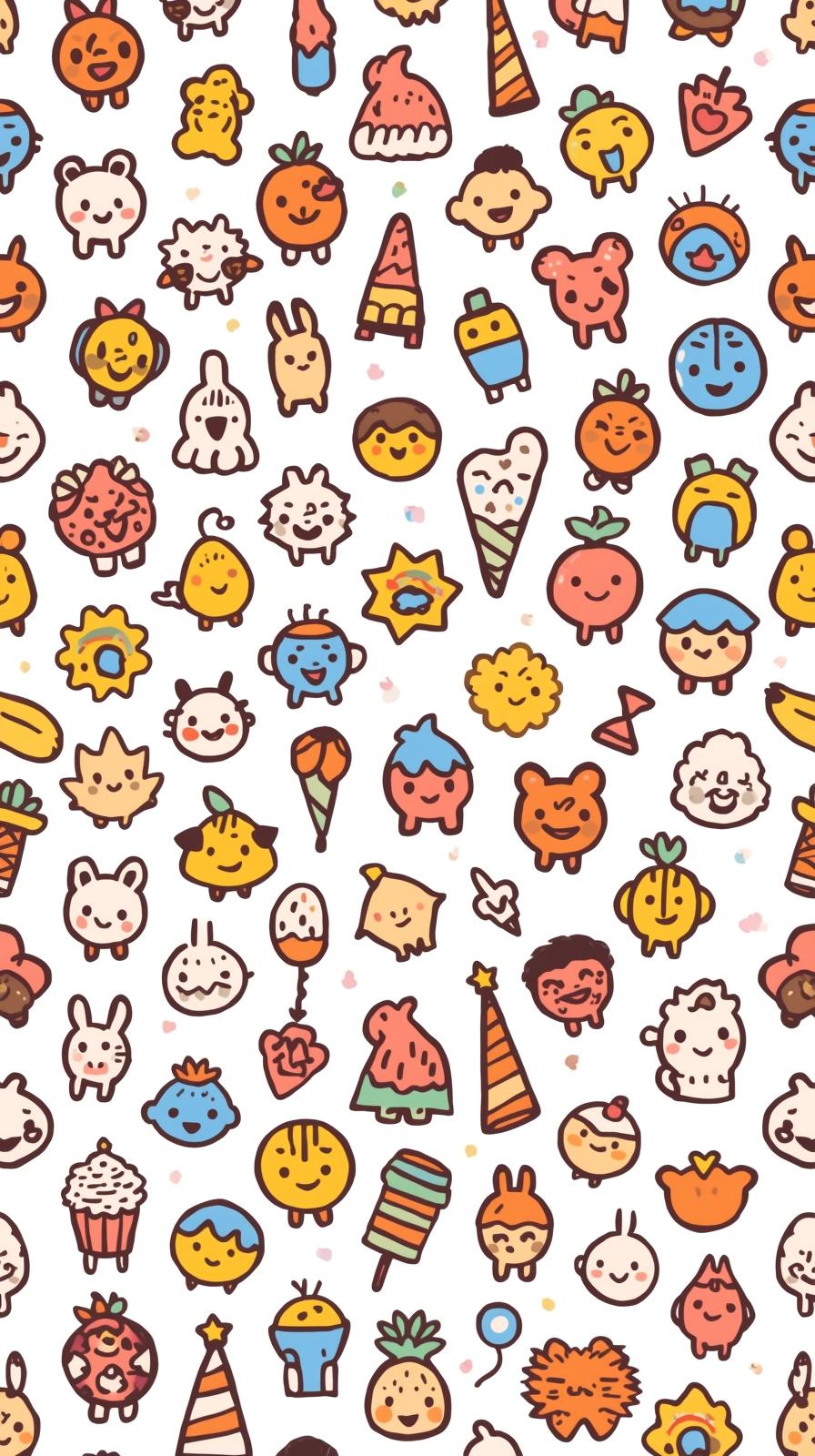 Cute Doodle Icons Repeating Pattern