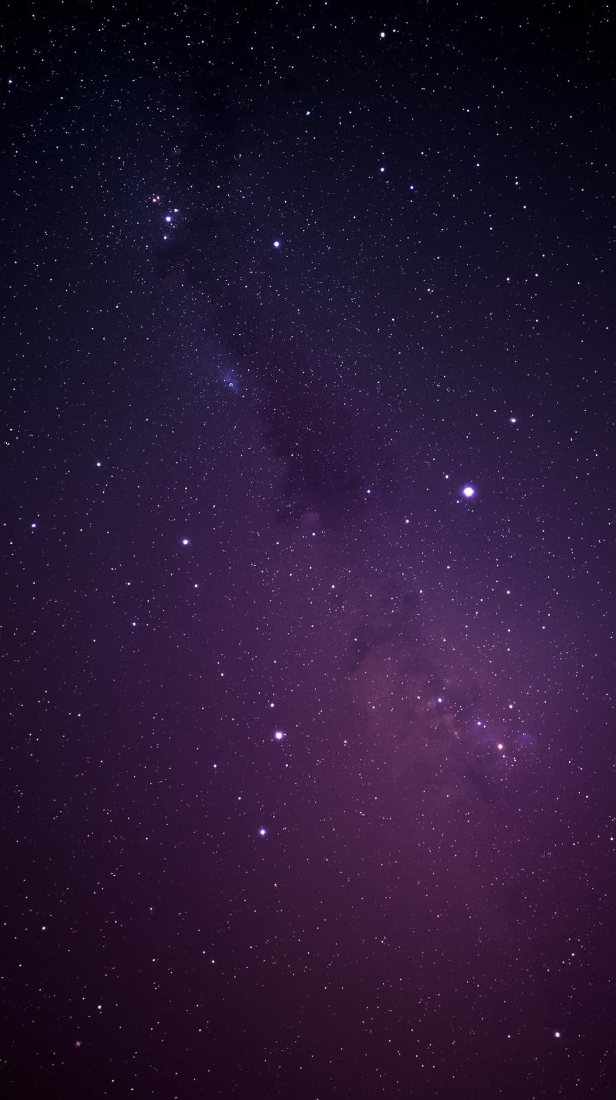 Dark Purple Starry Sky With Glowing Constellations