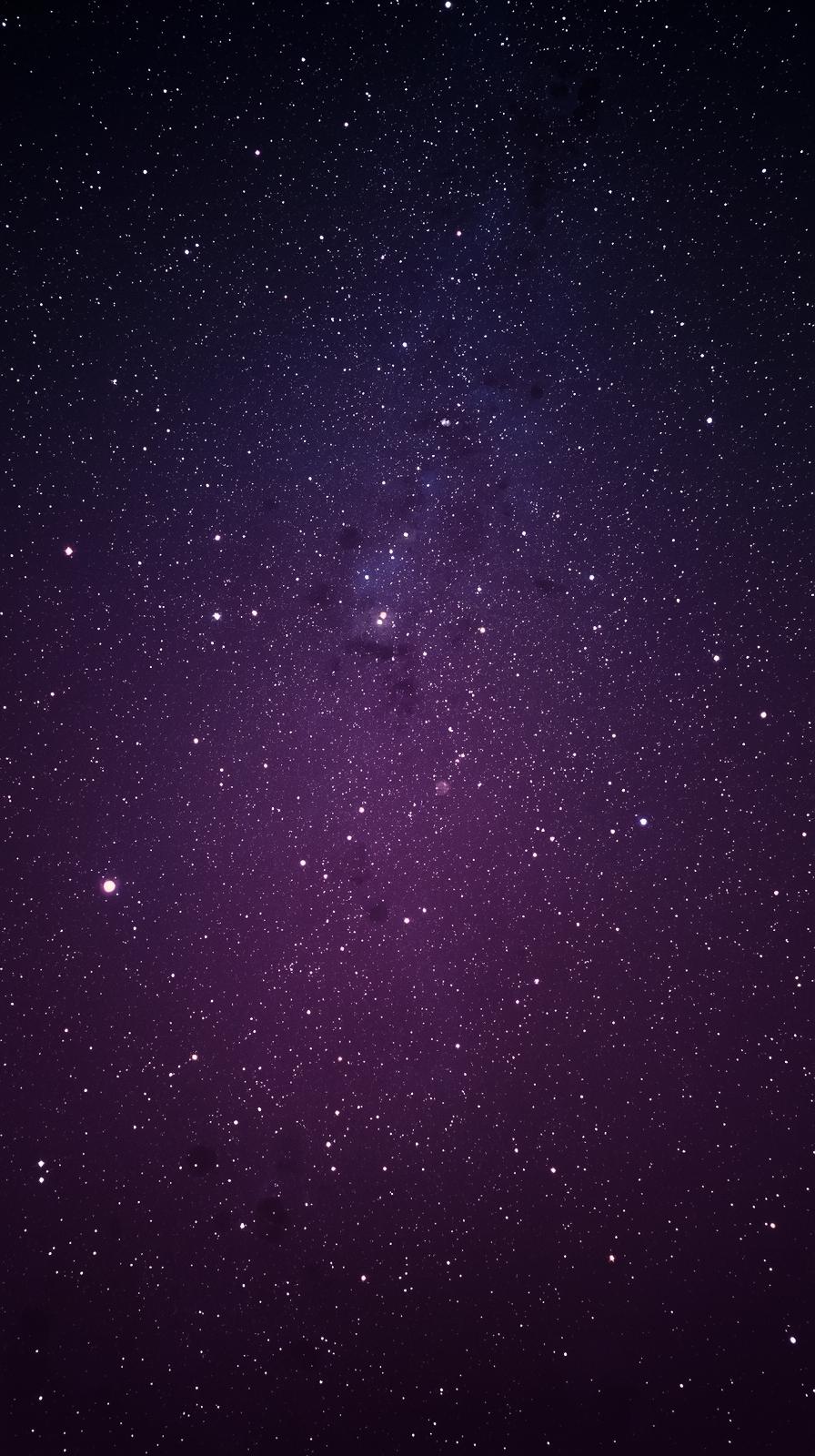 Dark Purple Starry Sky With Glowing Constellations