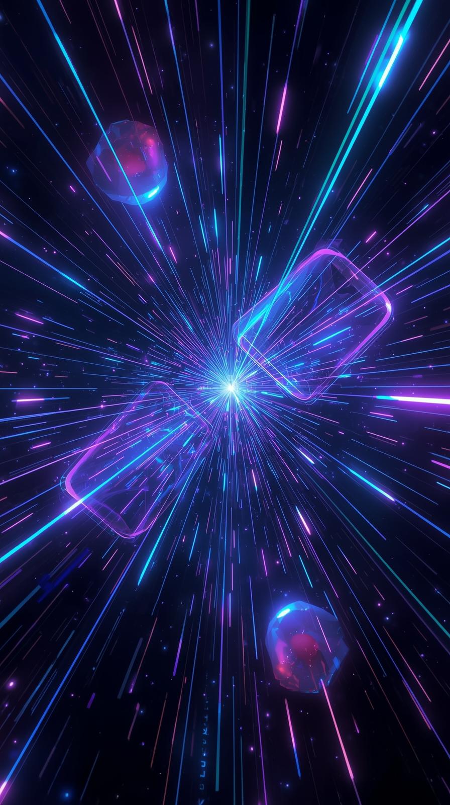 Futuristic Hologram Lines With Floating Geometric