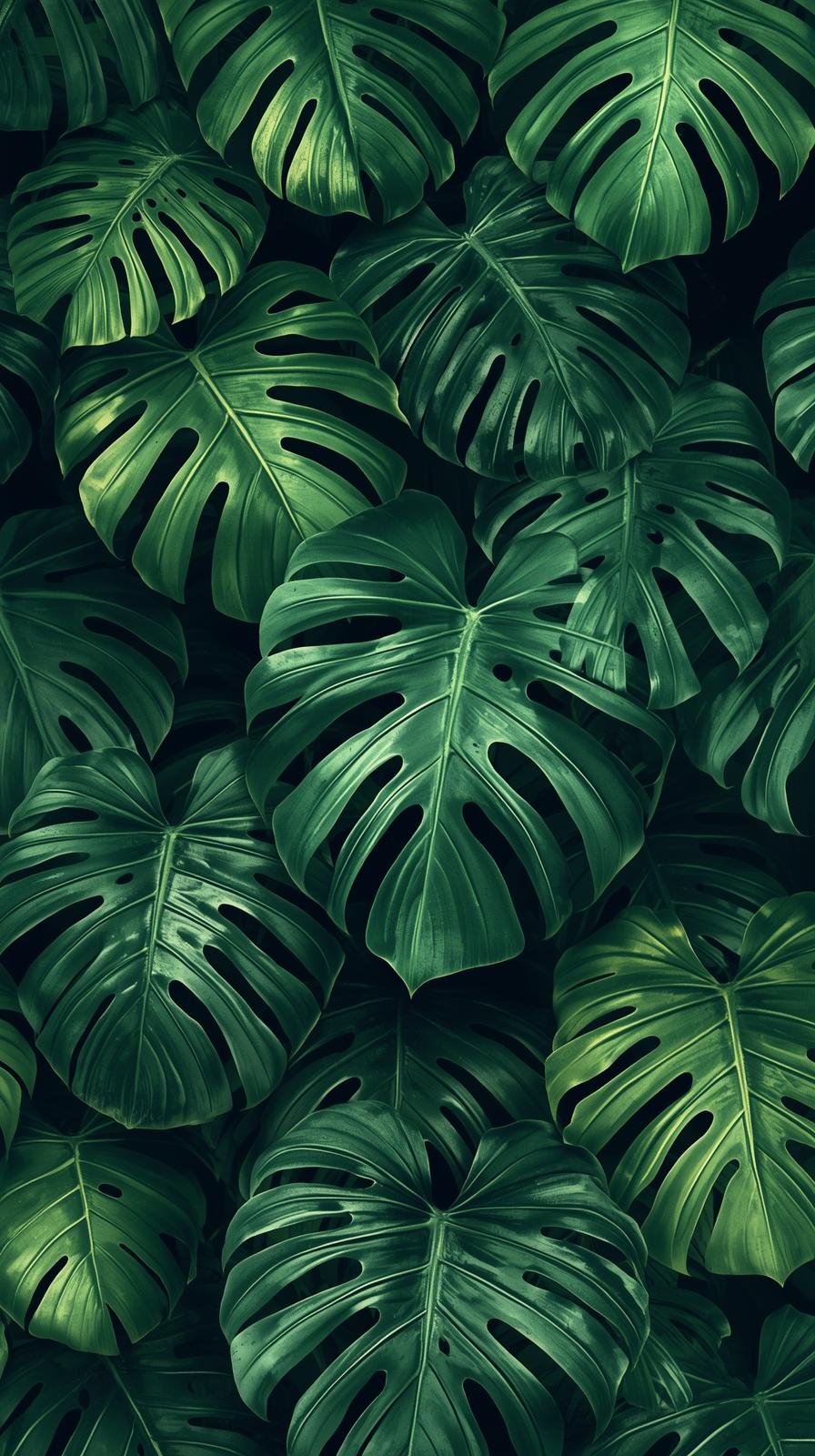 Green Tropical Monstera Leaf Pattern
