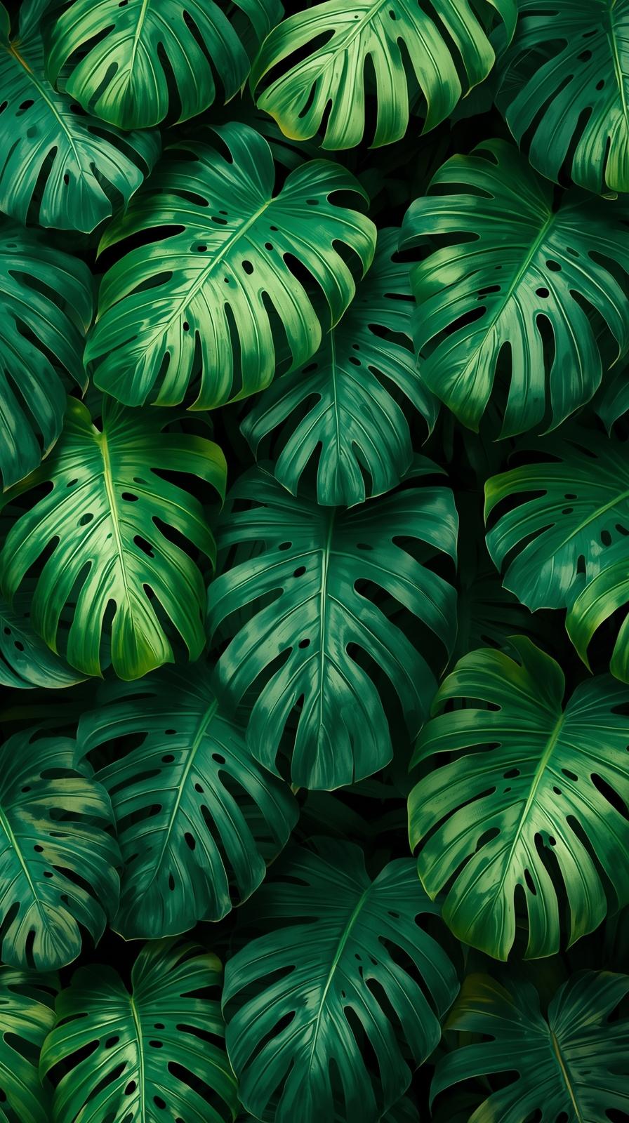 Green Tropical Monstera Leaf Pattern