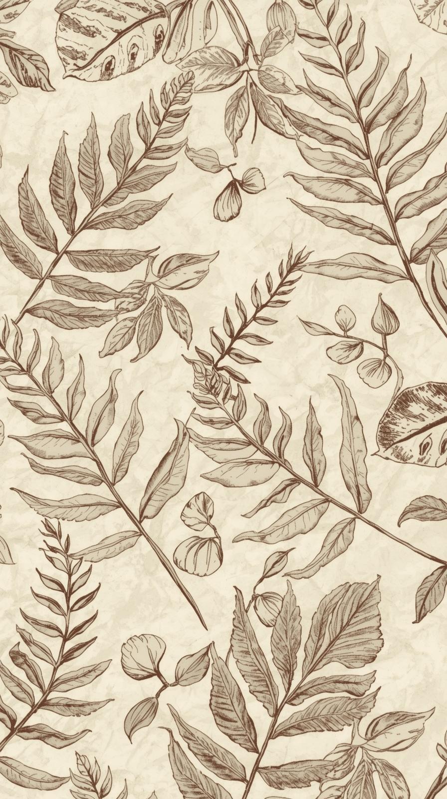Hand Drawn Botanical Pattern Of Ferns And Monstera