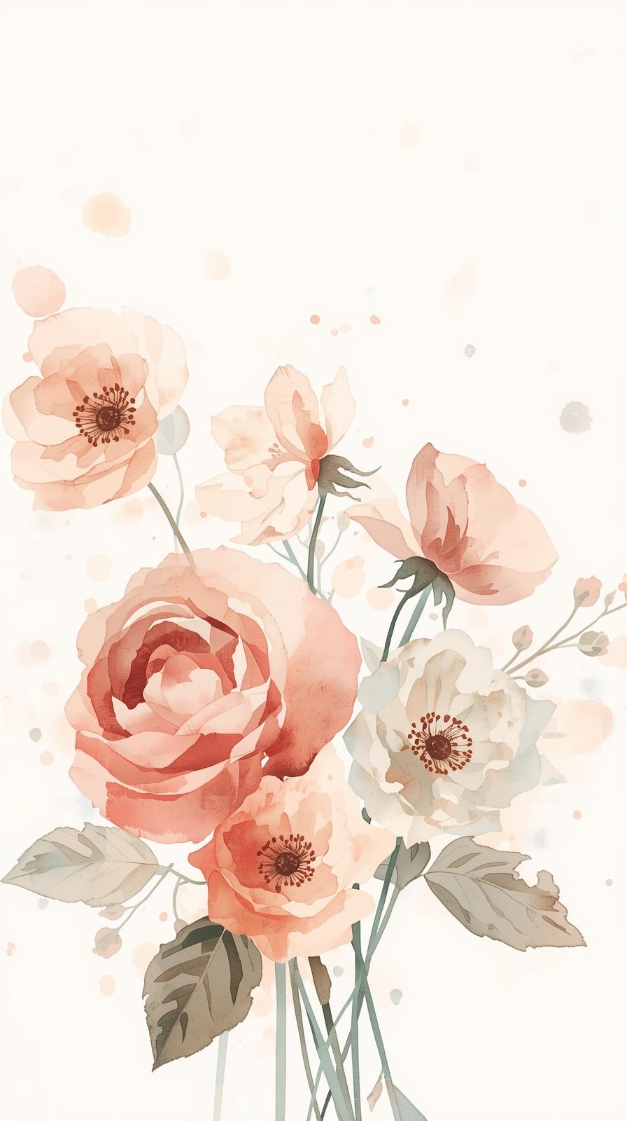 Light Watercolor Floral Bouquet Wallpaper