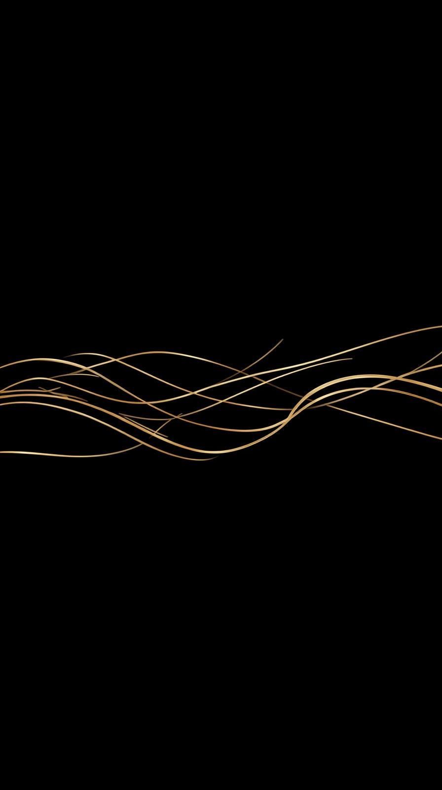 Minimal Line Waves In Gold On Black