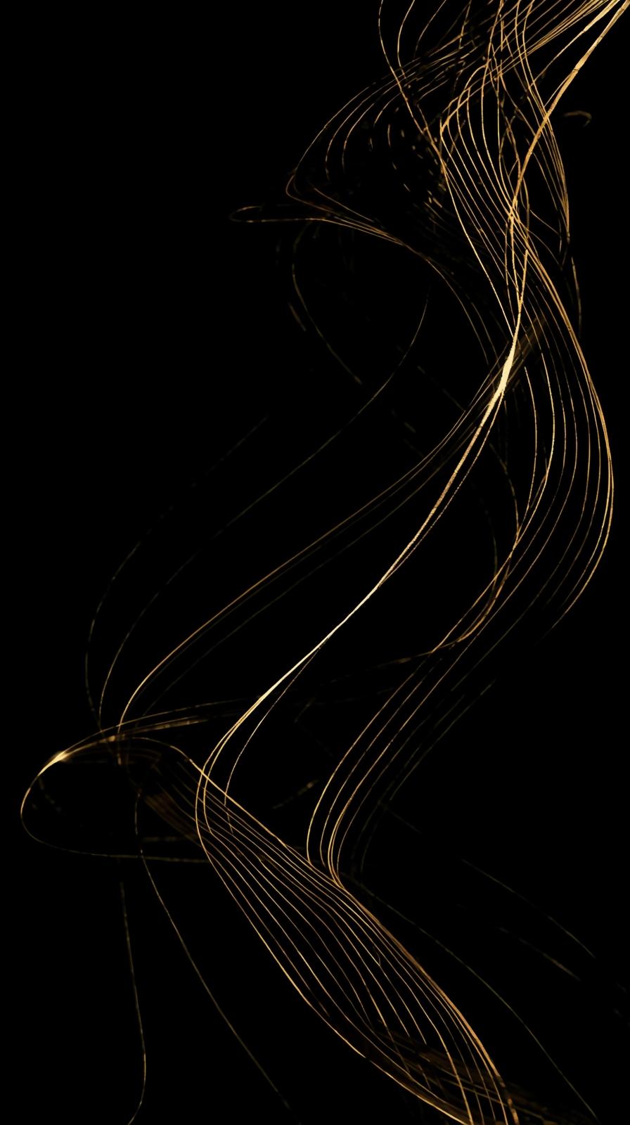Minimal Line Waves In Gold On Black