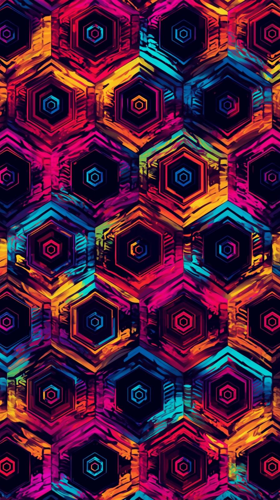 Retro   S Pattern With Geometric Neon Shapes