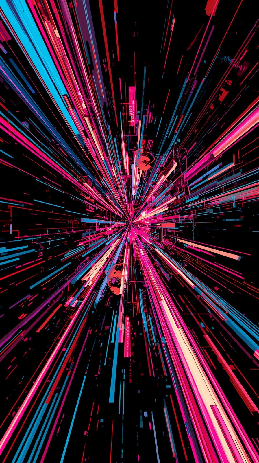 Techno Glitch Lines With Neon Distortion