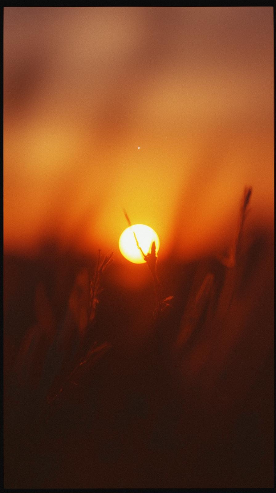 Vintage Film Grain Over Warm Sunset Hues