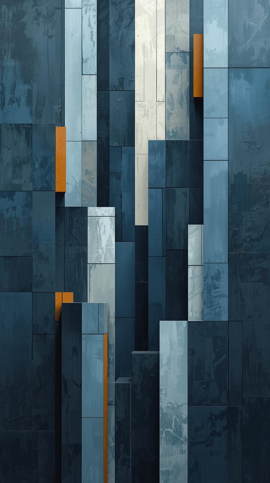 Abstract Geometric Cityscape With Layered Blocks