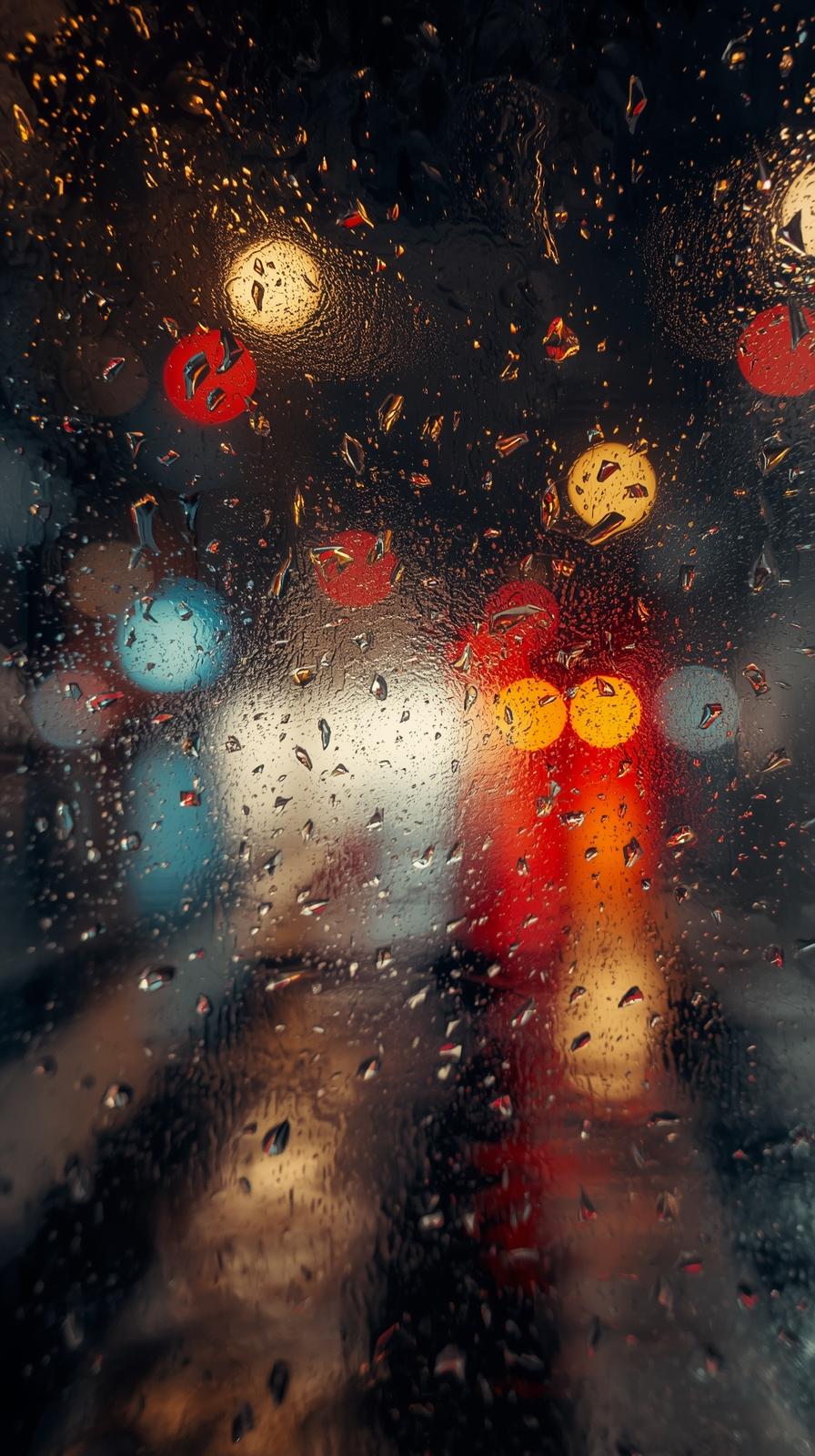 City Reflections In Wet Glass Surfaces