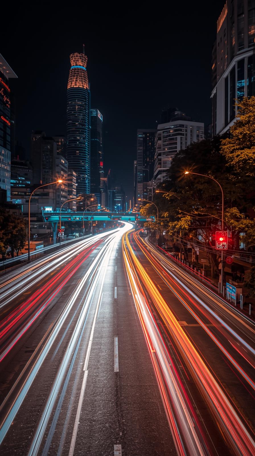 City Traffic Long Exposure Light Trails Aesthetic