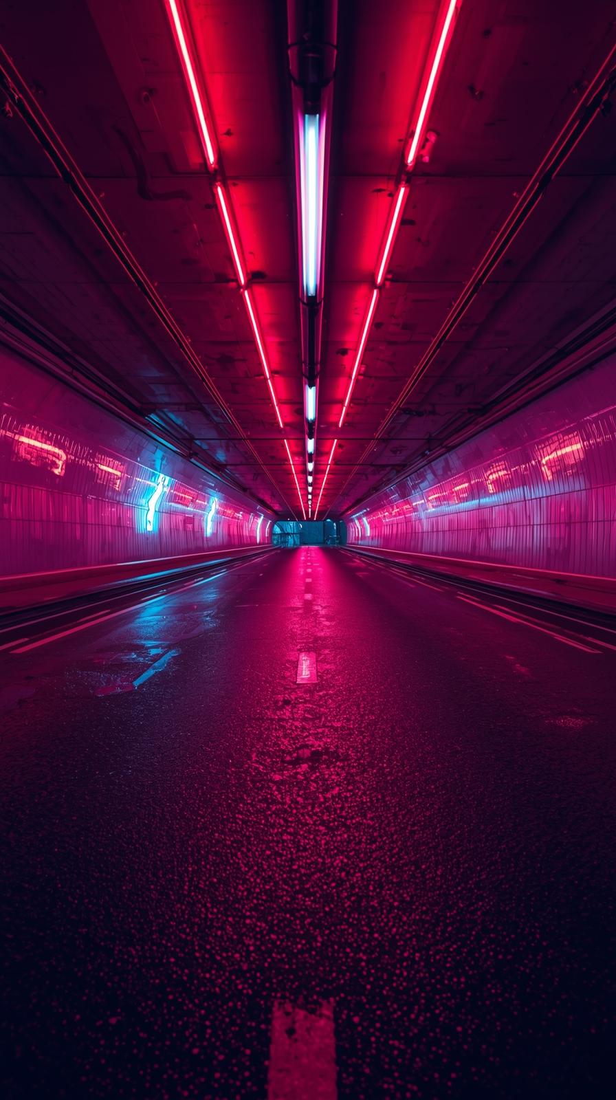 City Tunnels With Neon Lighting
