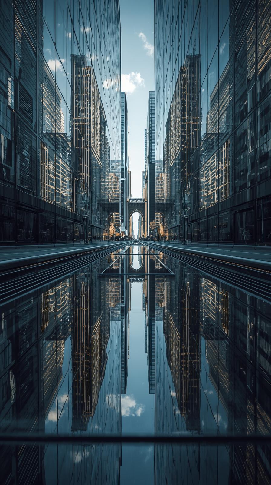 Cityscape Reflected On Metal Surfaces