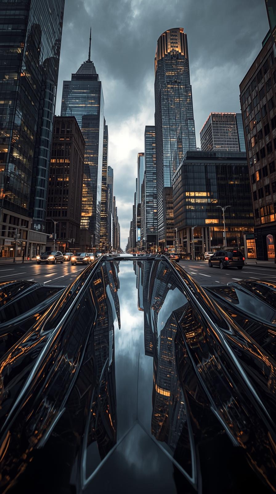 Cityscape Reflected On Metal Surfaces