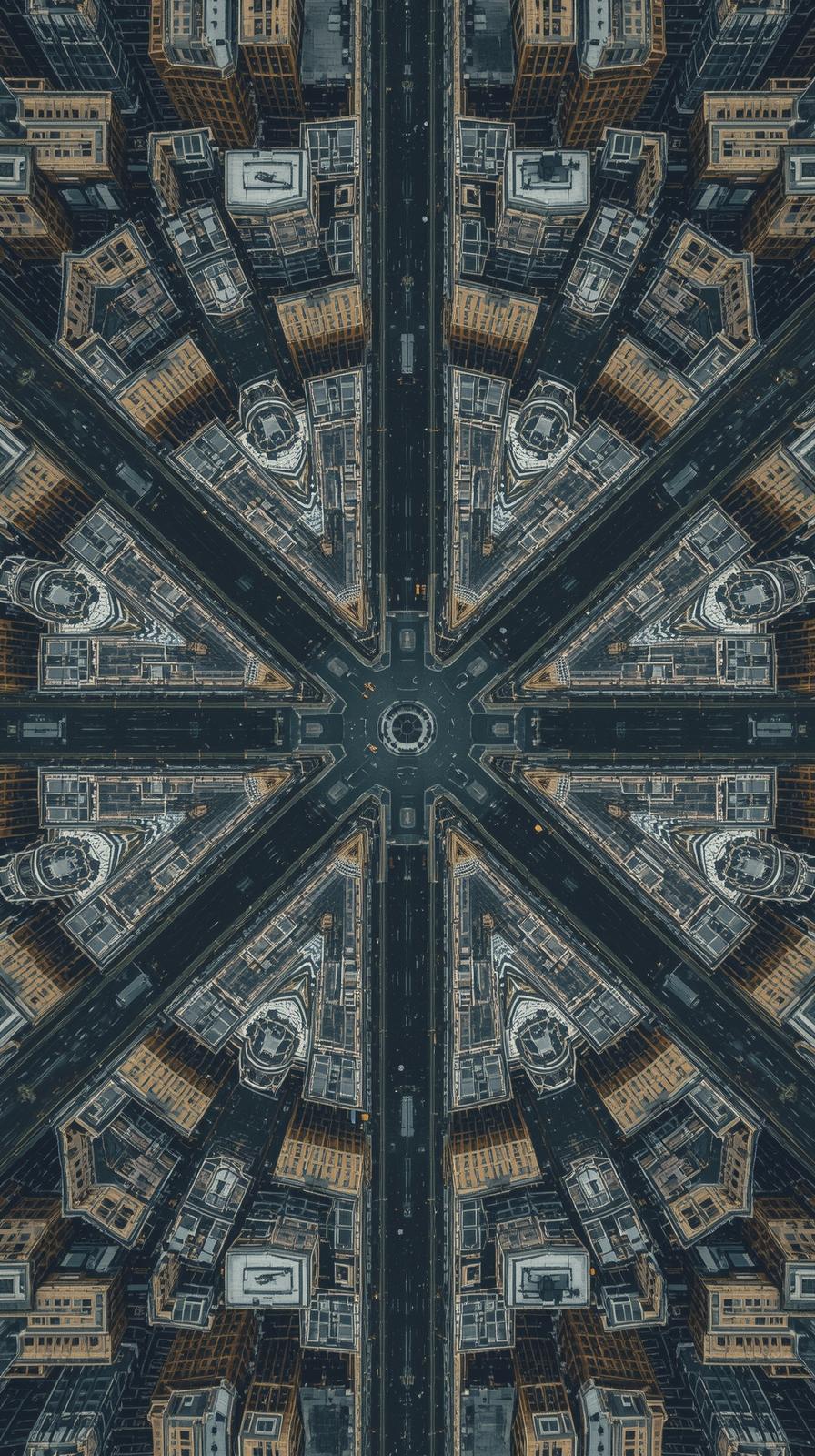 Drone Shot Of Buildings Forming Symmetrical Patter