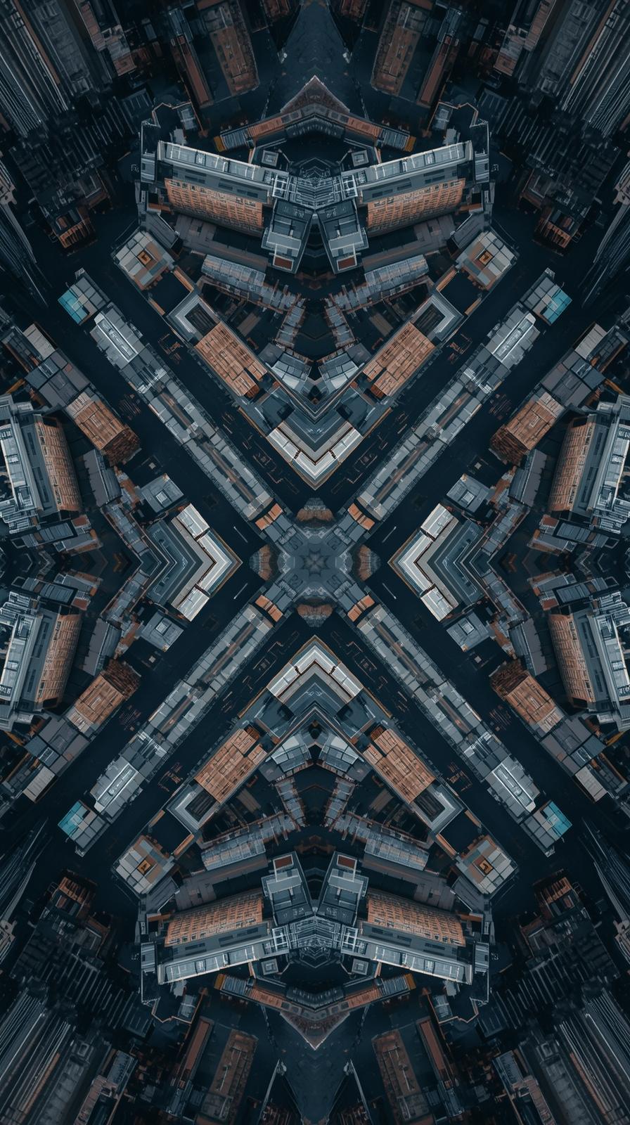 Drone Shot Of Buildings Forming Symmetrical Patter