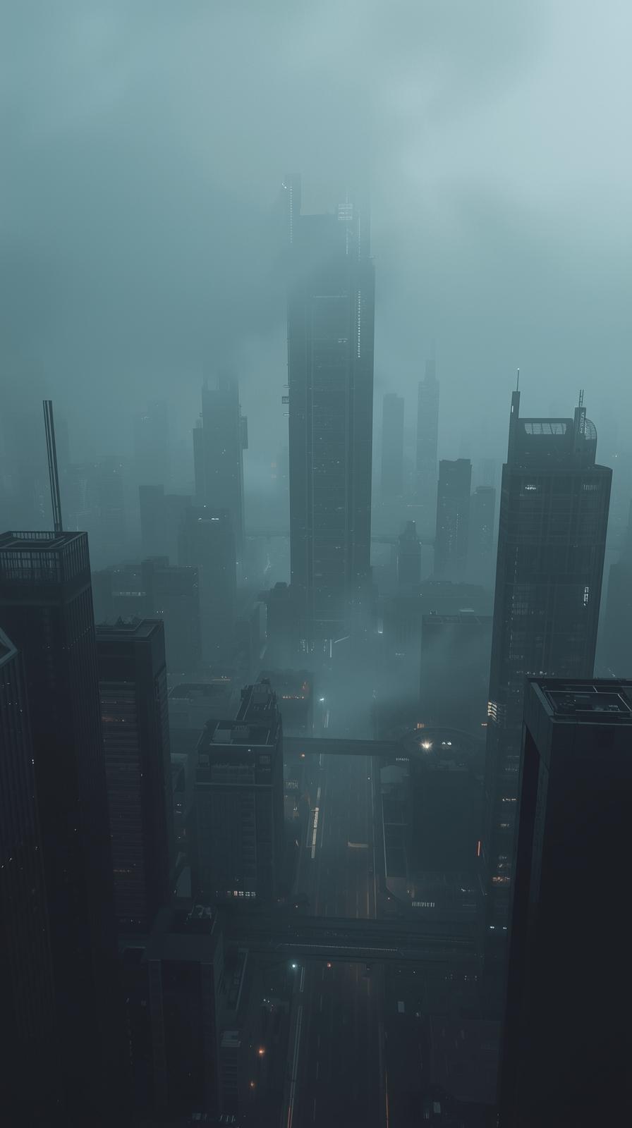 Foggy Morning Over A Modern Mega City