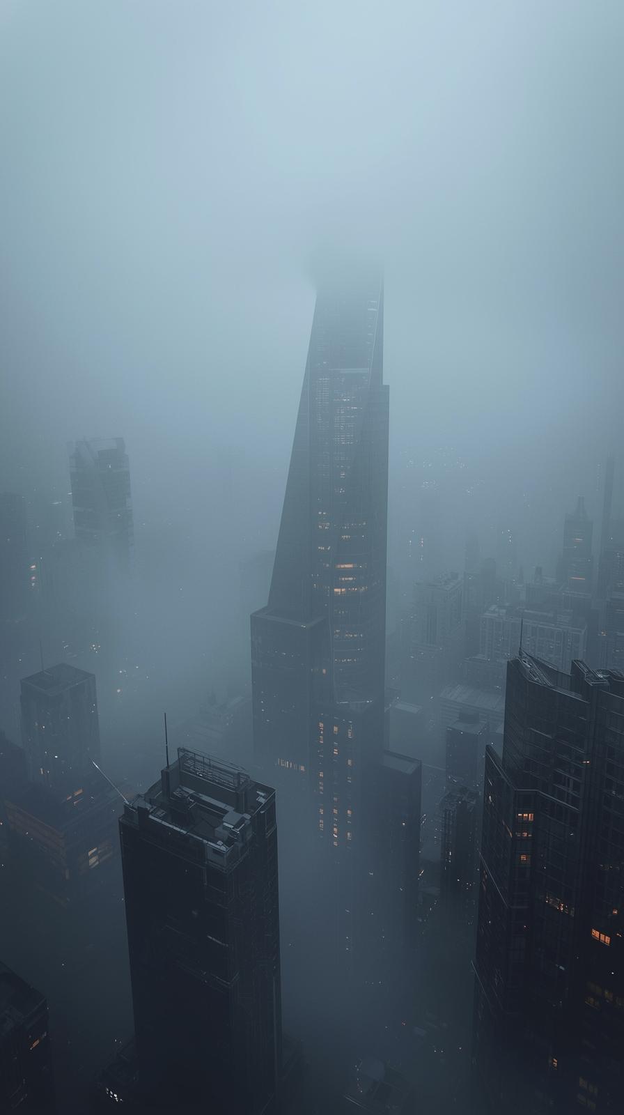 Foggy Morning Over A Modern Mega City