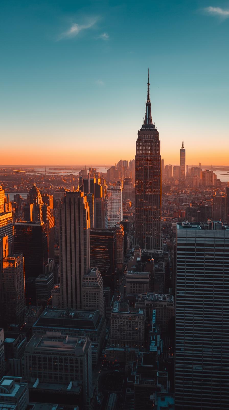Golden Hour Reflection On Tall Buildings