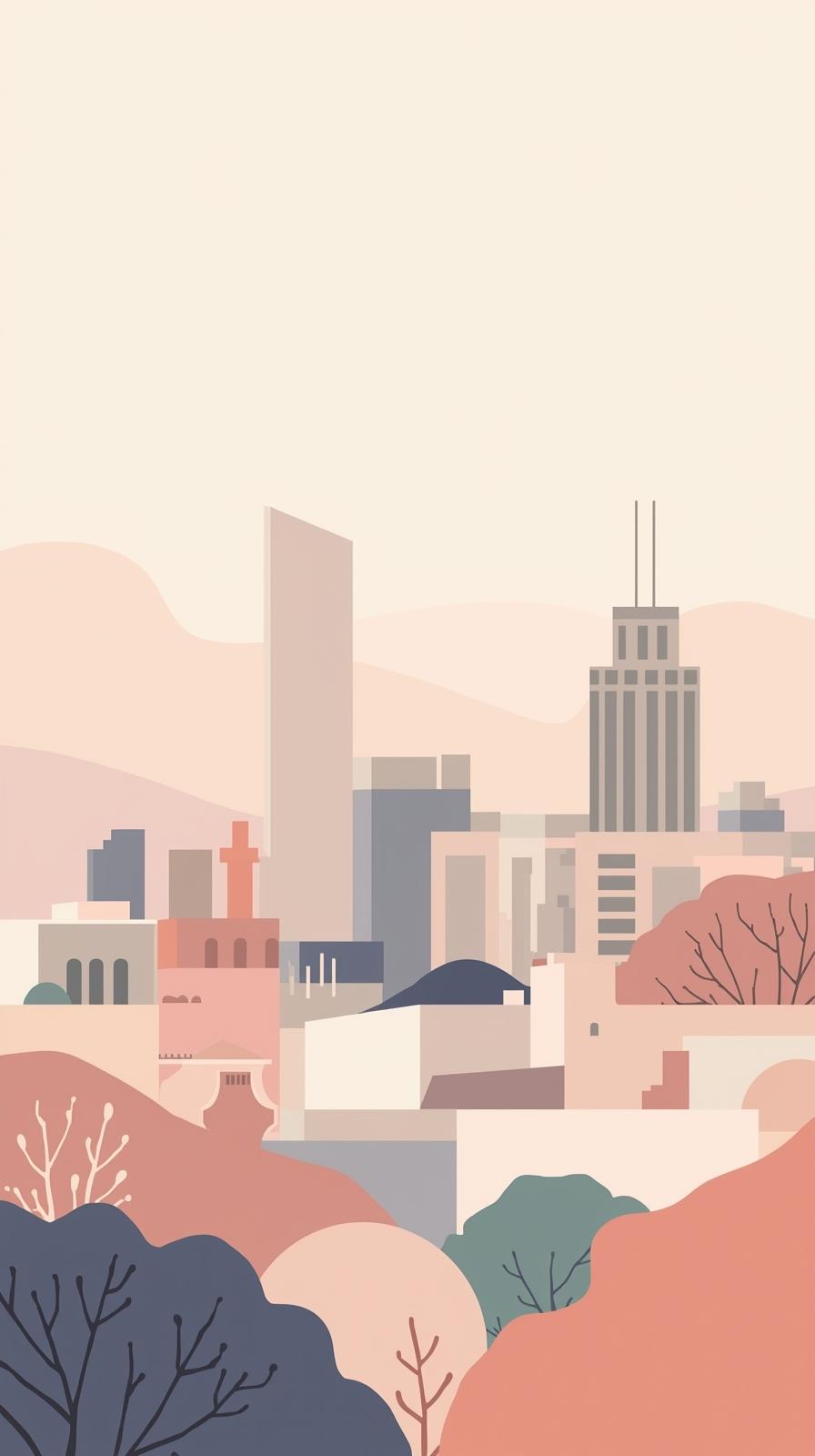 Minimal Pastel City Illustration
