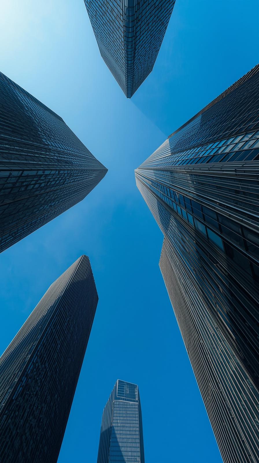 Modern Skyscrapers Seen From Below Perspective