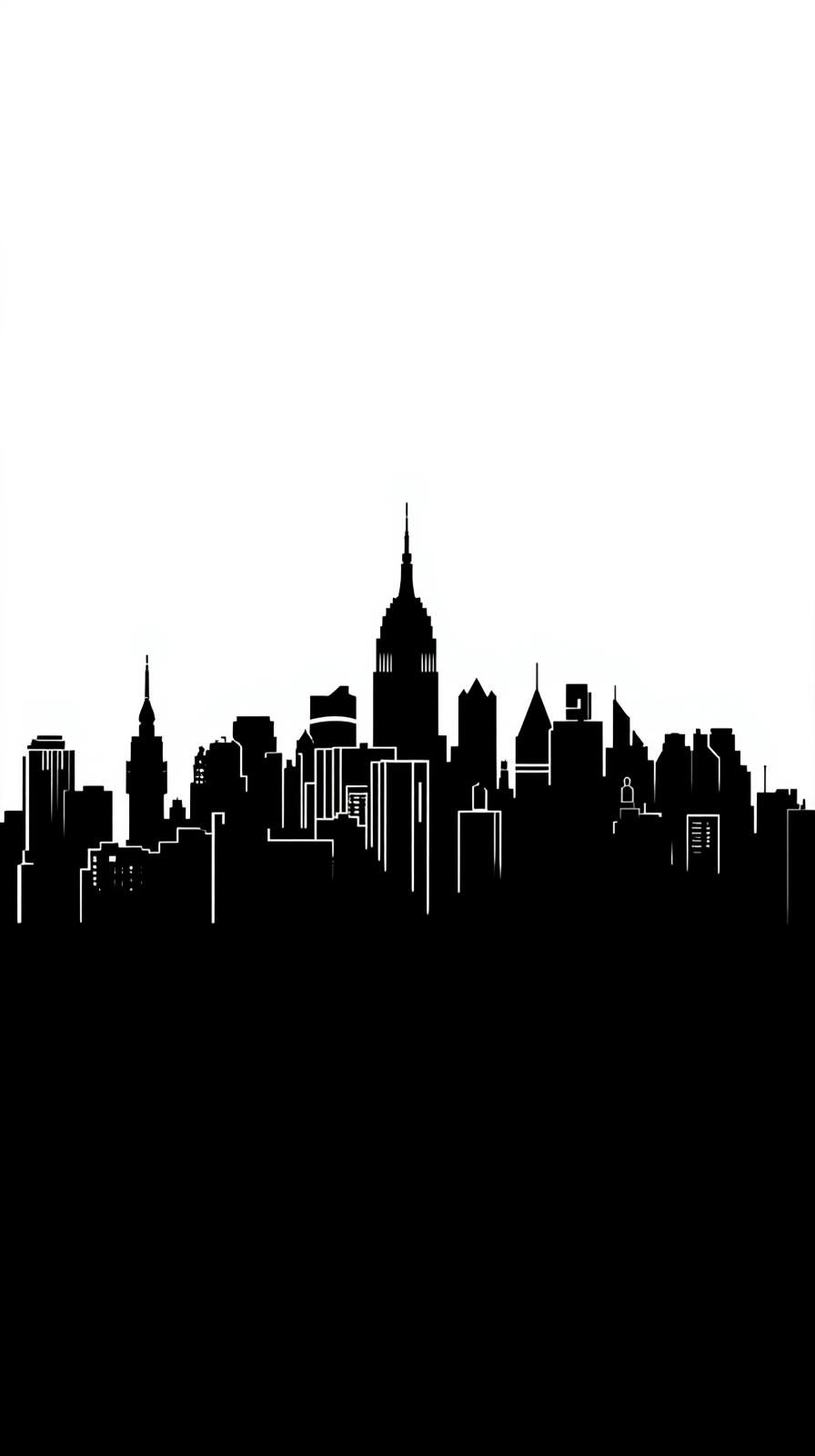 Monochrome City Skyline High Contrast Wallpaper