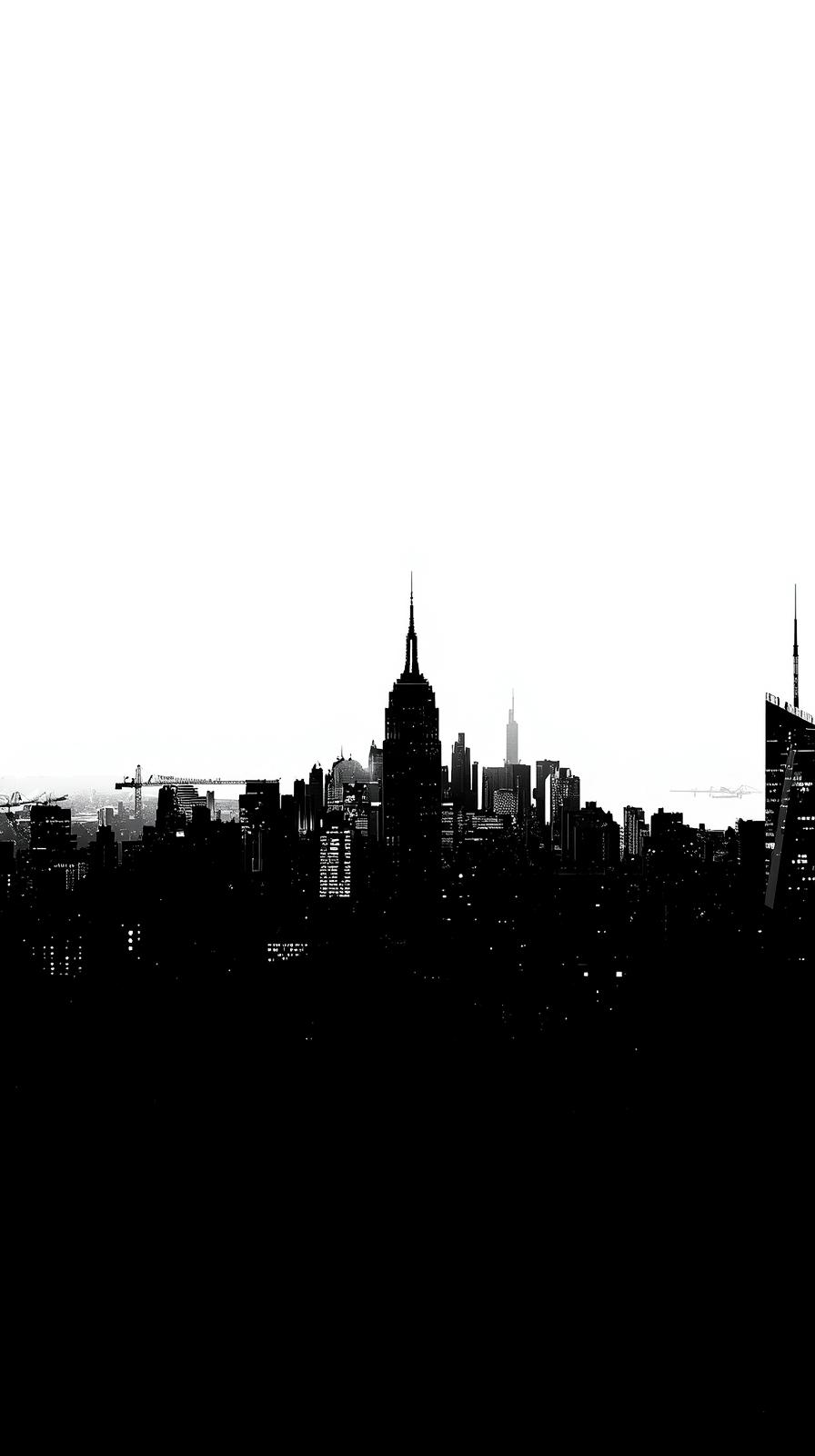 Monochrome City Skyline High Contrast Wallpaper