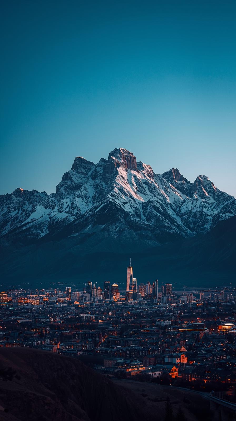 Mountain And City Contrast Landscape