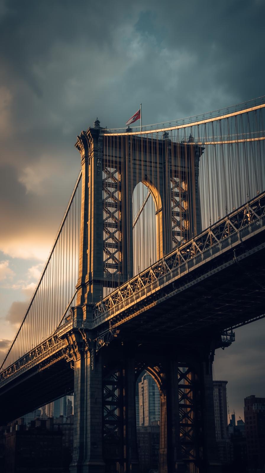 New York Bridge With Dramatic Lighting