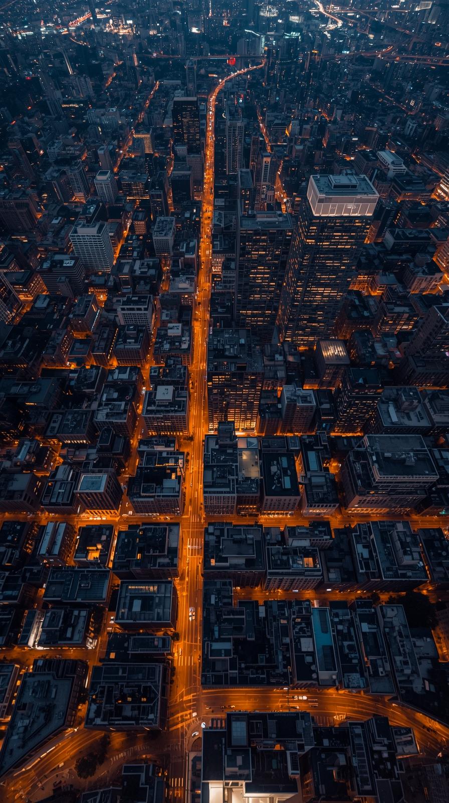 Overhead Drone Shot Of A Dense City Grid