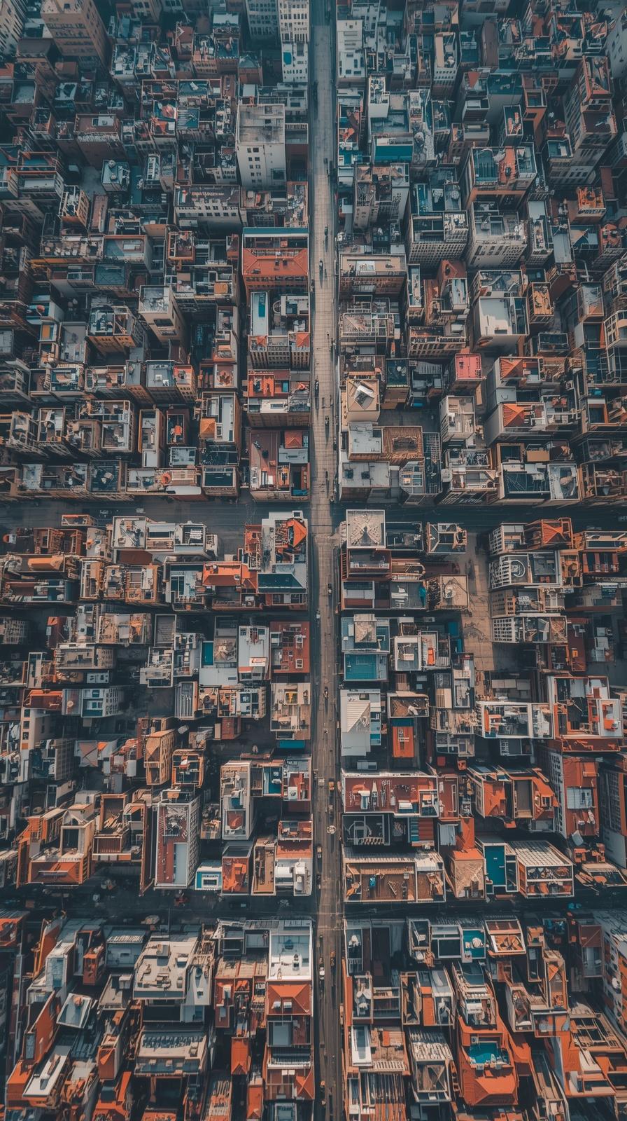 Overhead Drone Shot Of A Dense City Grid