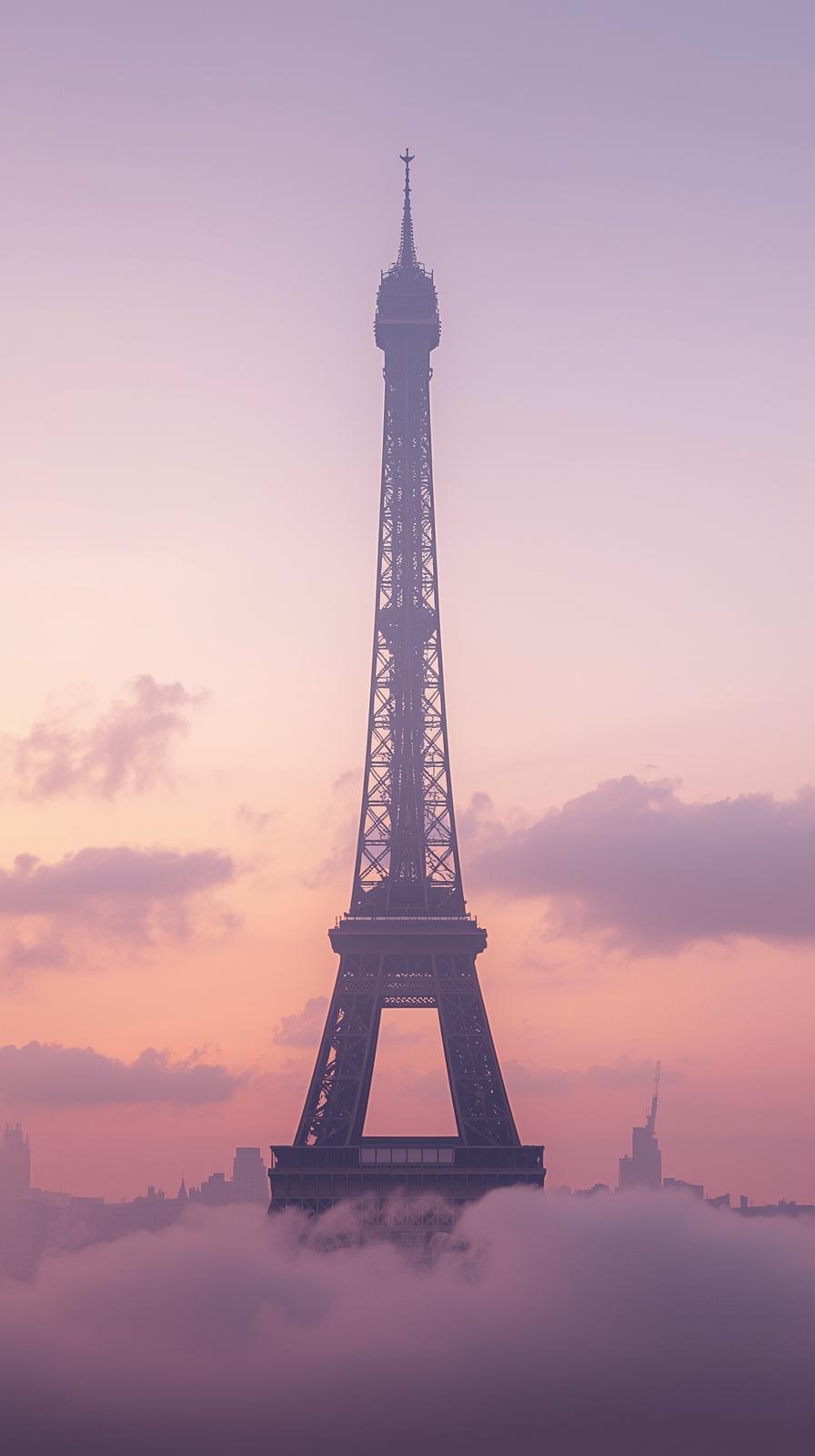 Paris Eiffel Tower Wallpaper With Soft Pastel Sky