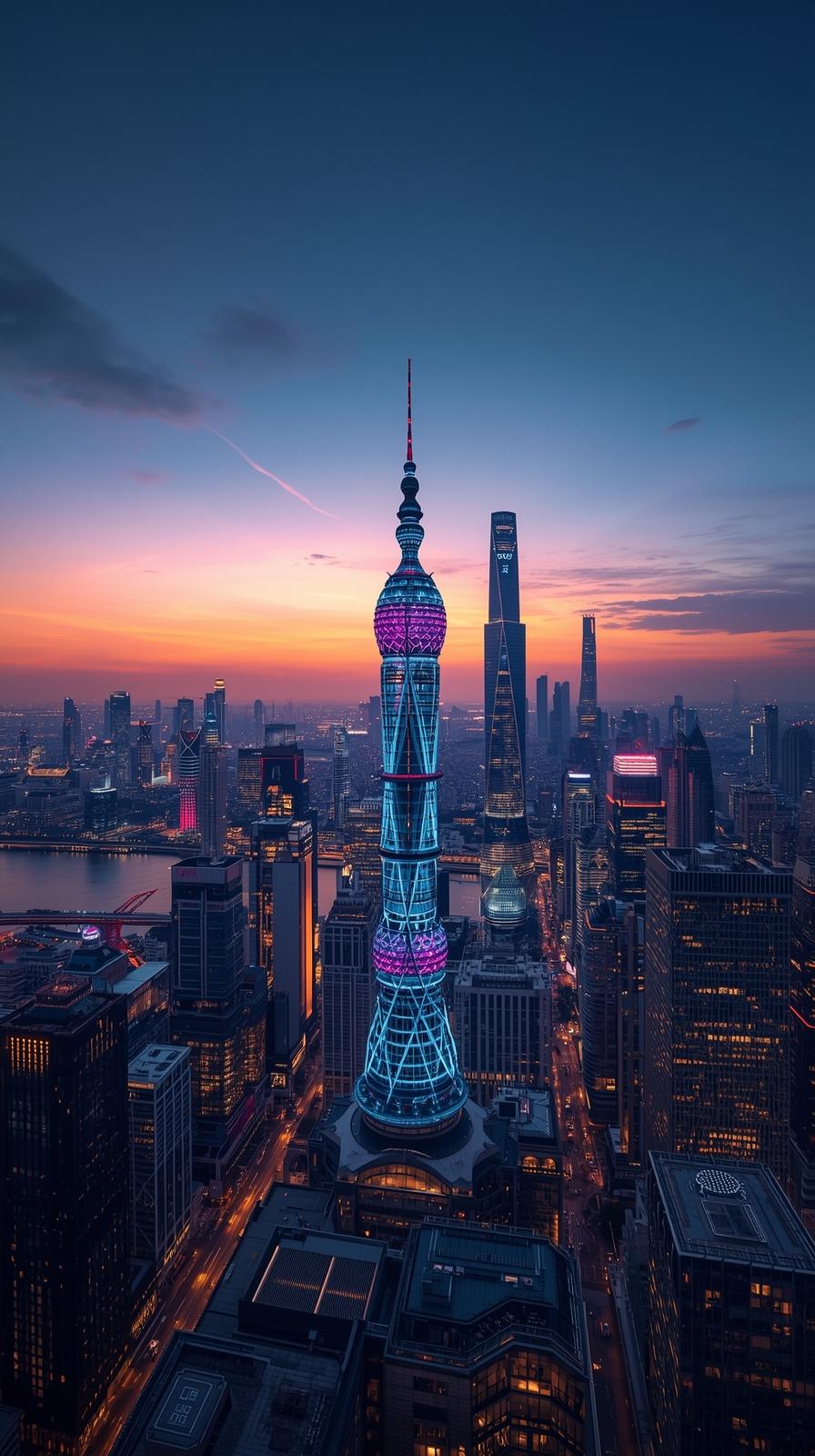 Shanghai Skyline With Futuristic Towers