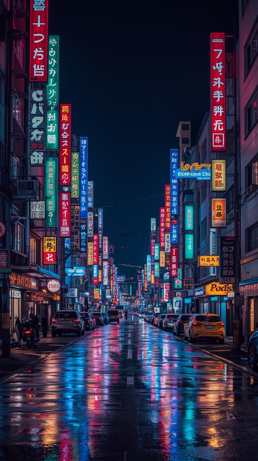 Seoul City Nightscape With Glowing Signs