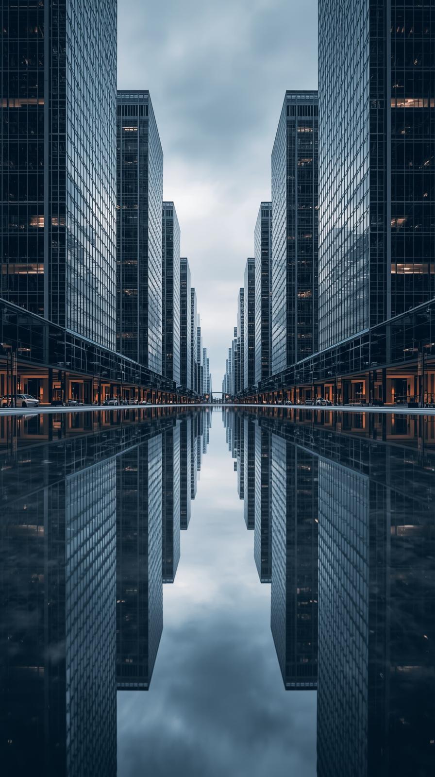 Symmetrical Skyscrapers Mirrored Aesthetic