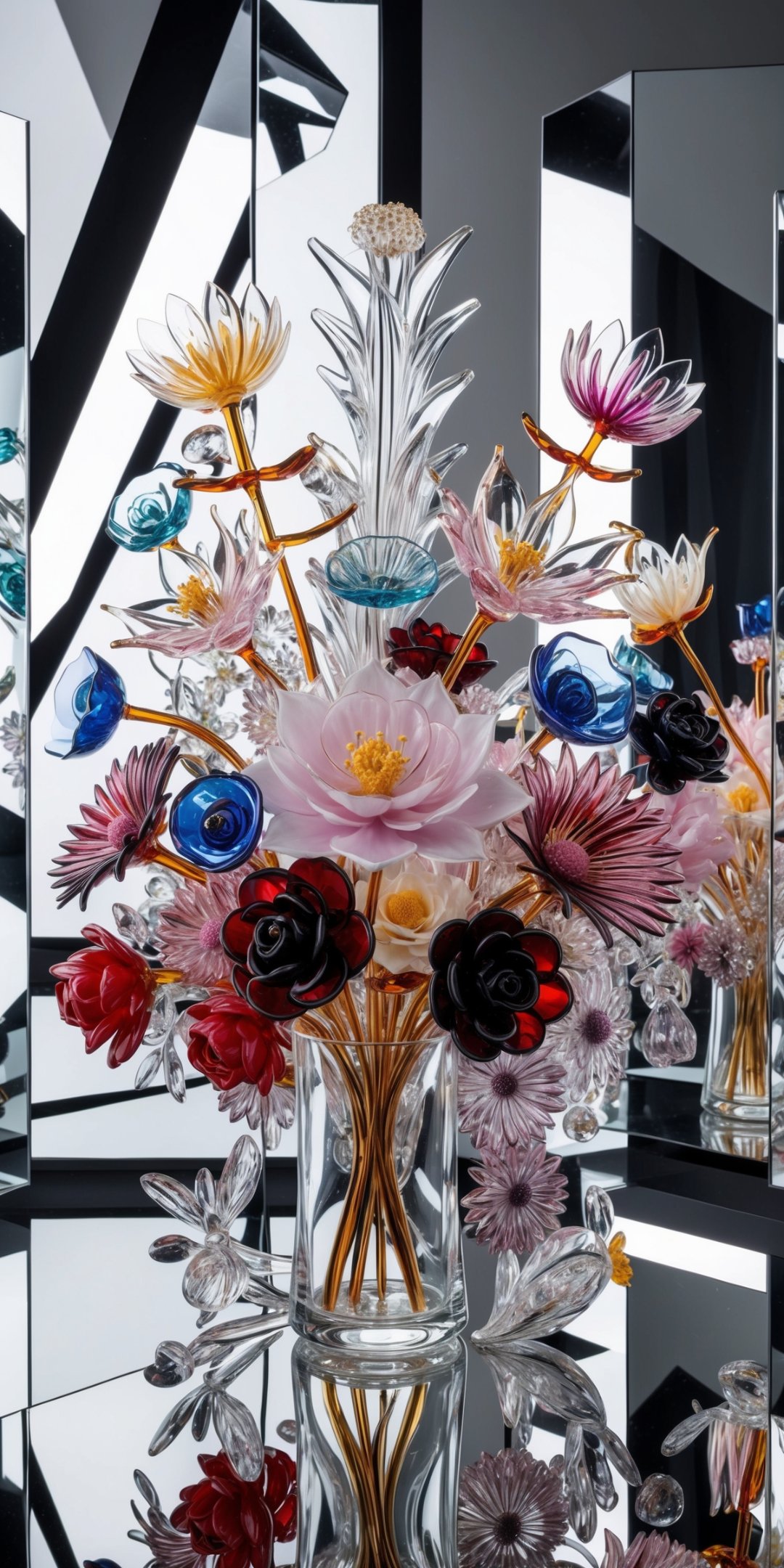 Surreal Bouquet Composed Of Intricately Crafted Gl