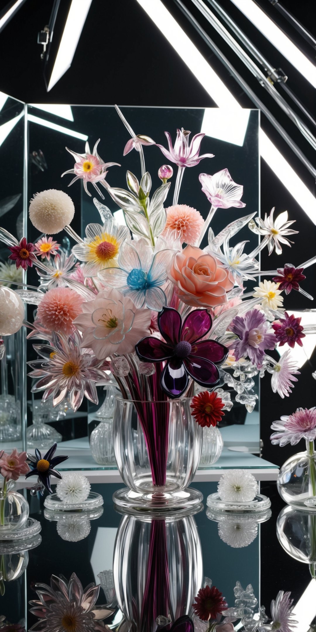 Surreal Bouquet Composed Of Intricately Crafted Gl