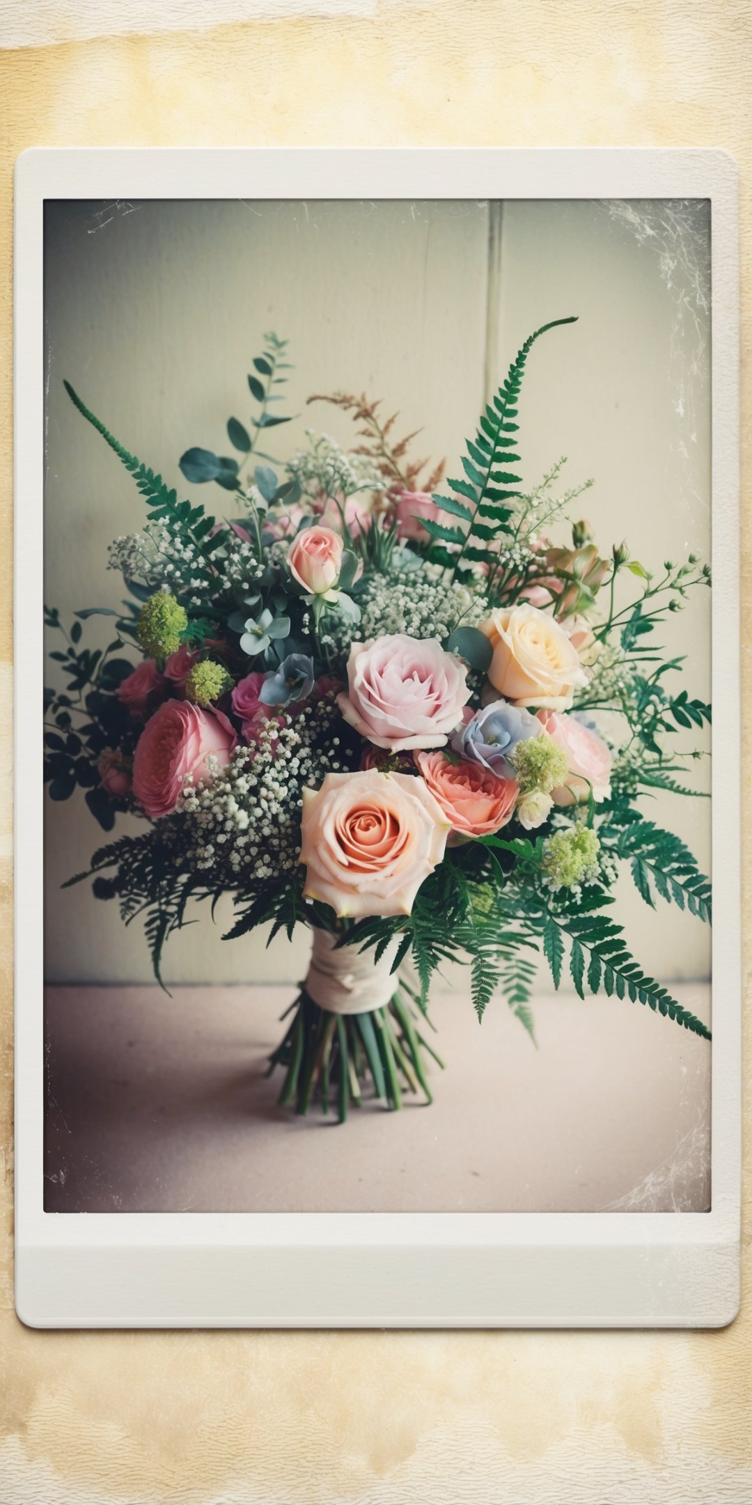 Polaroidstyle Instant Photo Of A Vibrant Bouquet O