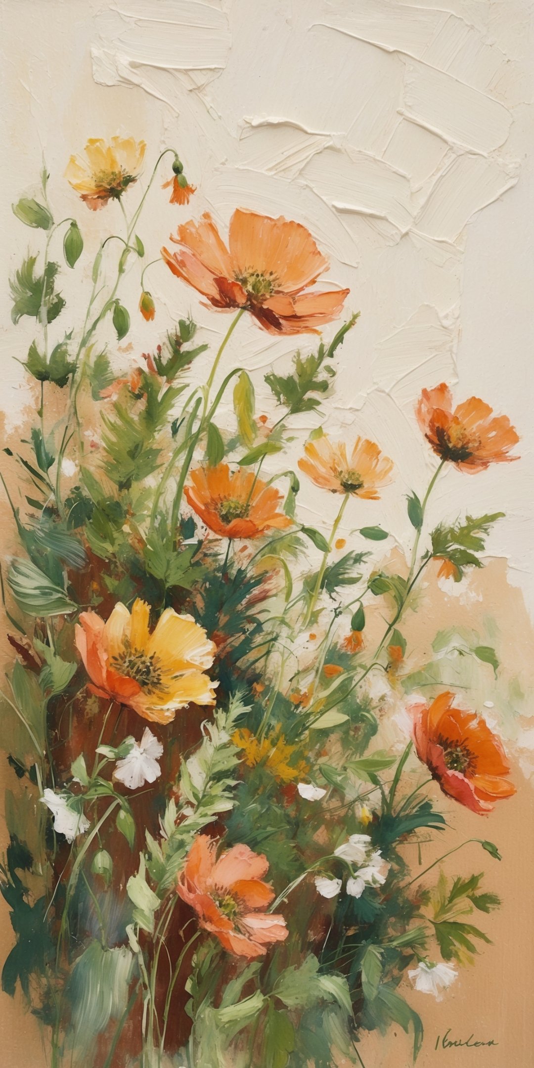 Painterly Gouache Study Of Vibrant Wildflowers Wit