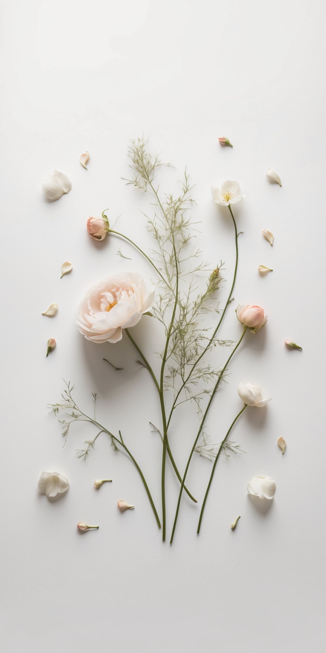 Minimal Scandinavian Floral Composition Set Agains