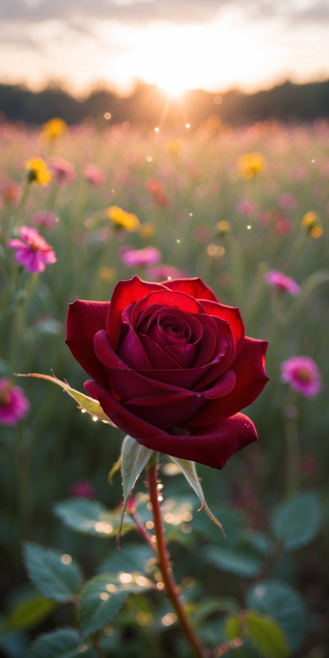 Macro Photograph Of A Single Velvety Red Rose With