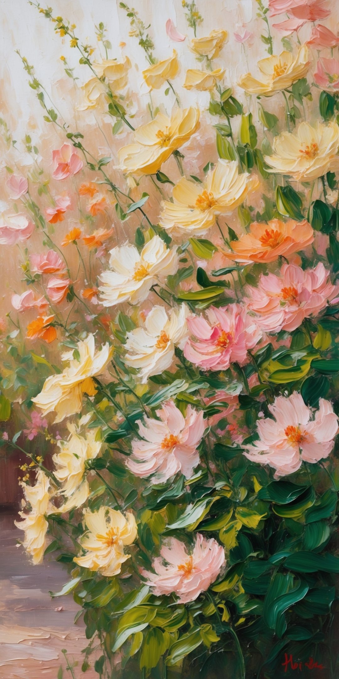 Impressionist Painting Of A Vibrant Flower Garden