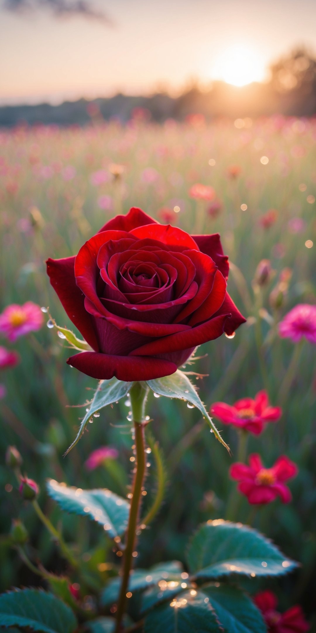 Macro Photograph Of A Single Velvety Red Rose With