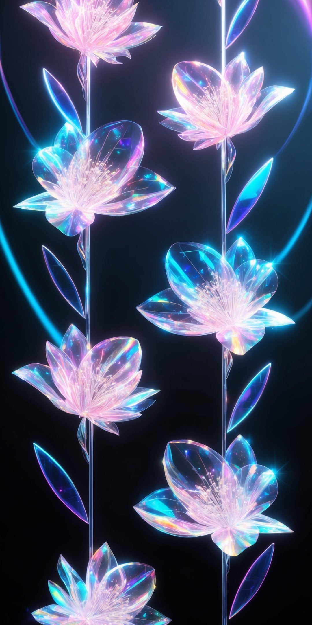 Futuristic Holographic Flowers With Delicate Trans