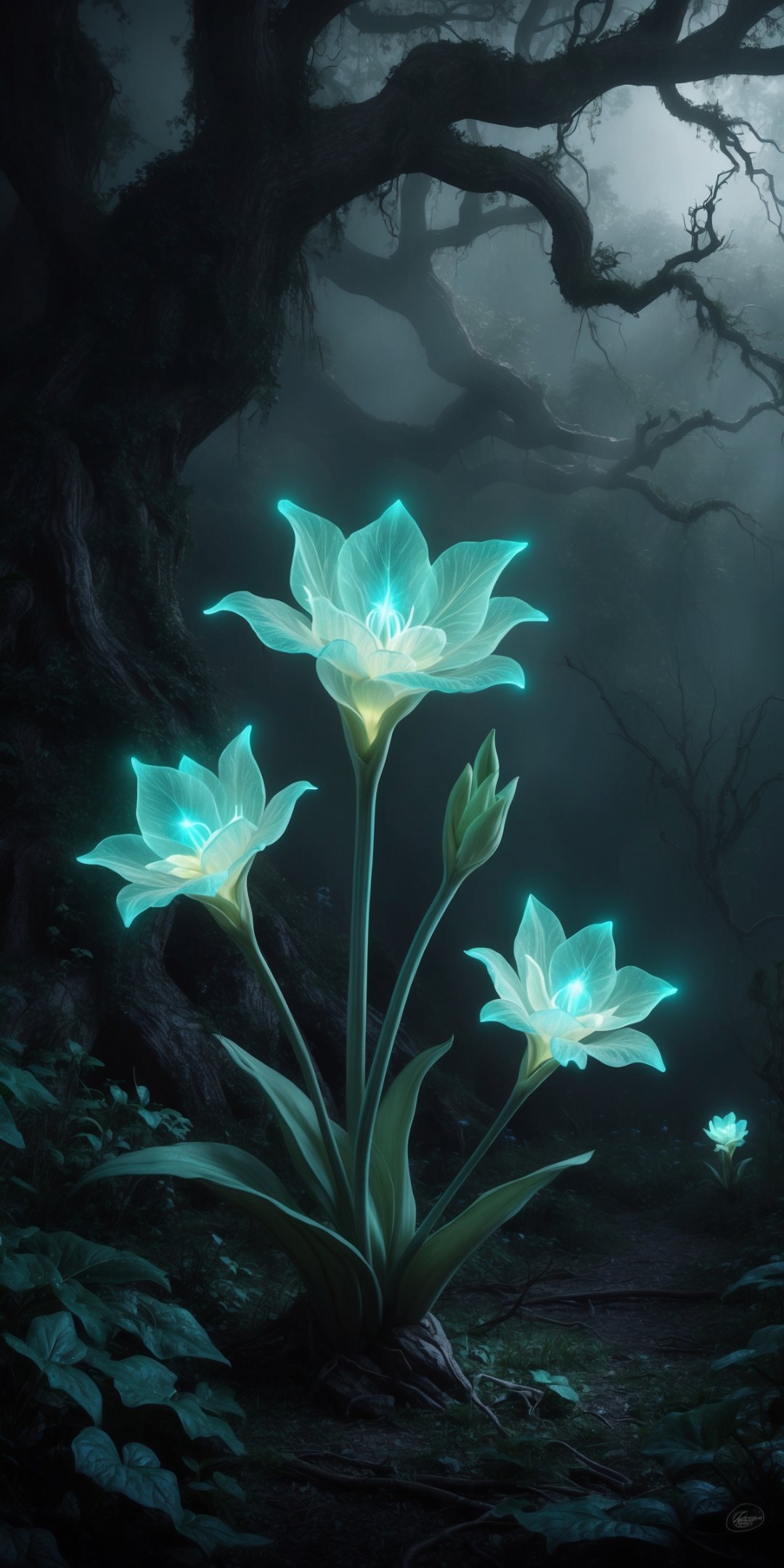 Fantasy Bioluminescent Flowers With Delicate Trans